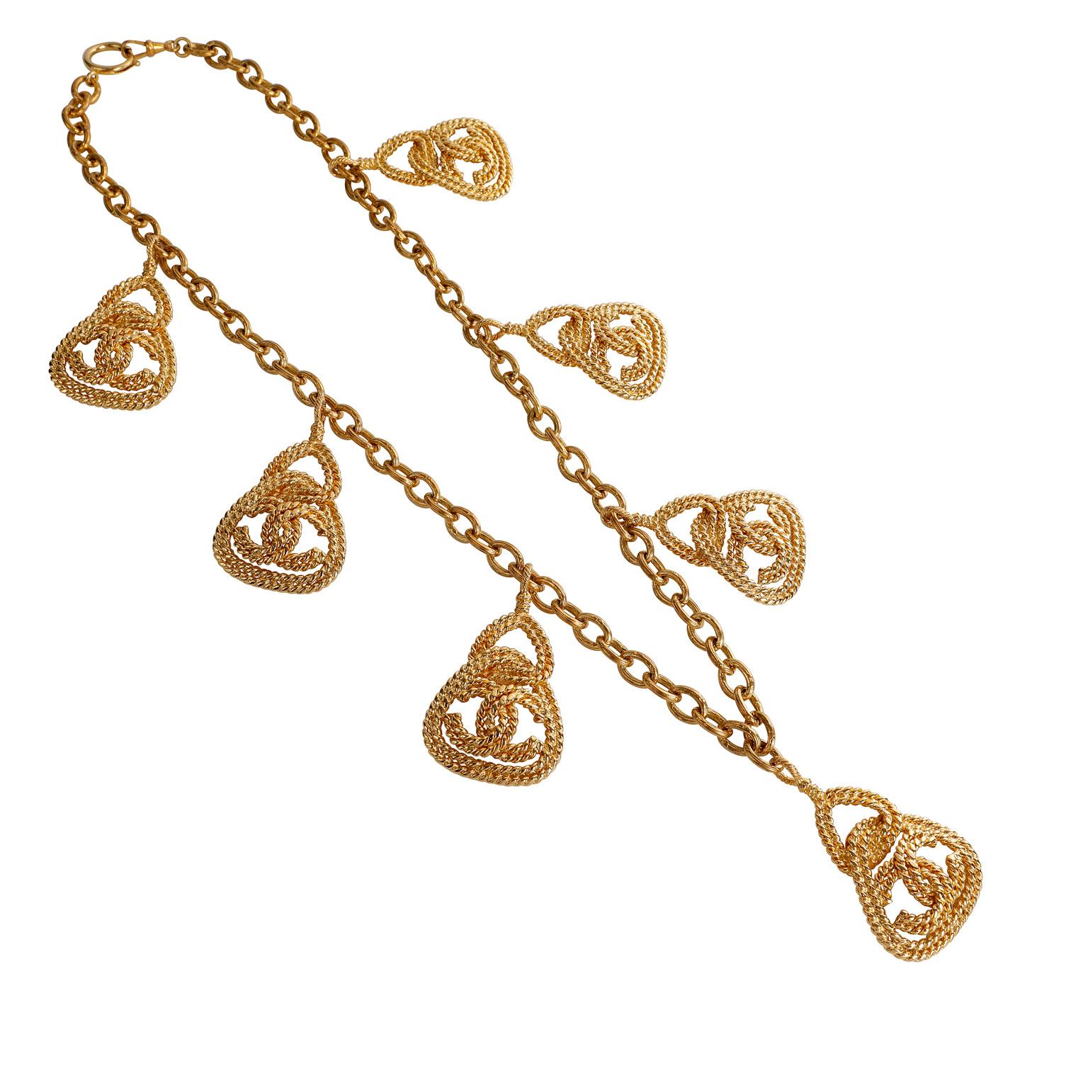 Chanel Vintage Gold CC Seil-Charm-Halskette im Zustand „Gut“ im Angebot in Palm Beach, FL