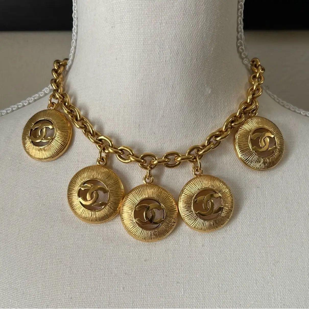 Chanel Vintage Gold CC Sunburst Medallion Collar Necklace For Sale 2
