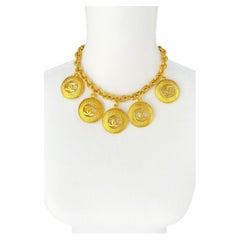Chanel Vintage Gold CC Sunburst Medallion Collar Necklace