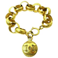 Chanel Vintage Gold Charm CC Coin Link Evening Bracelet