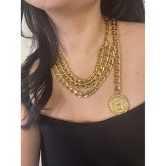 Chanel Vintage Gold Coin CC Rue Cambon Paris Multistrand Chain Belt
