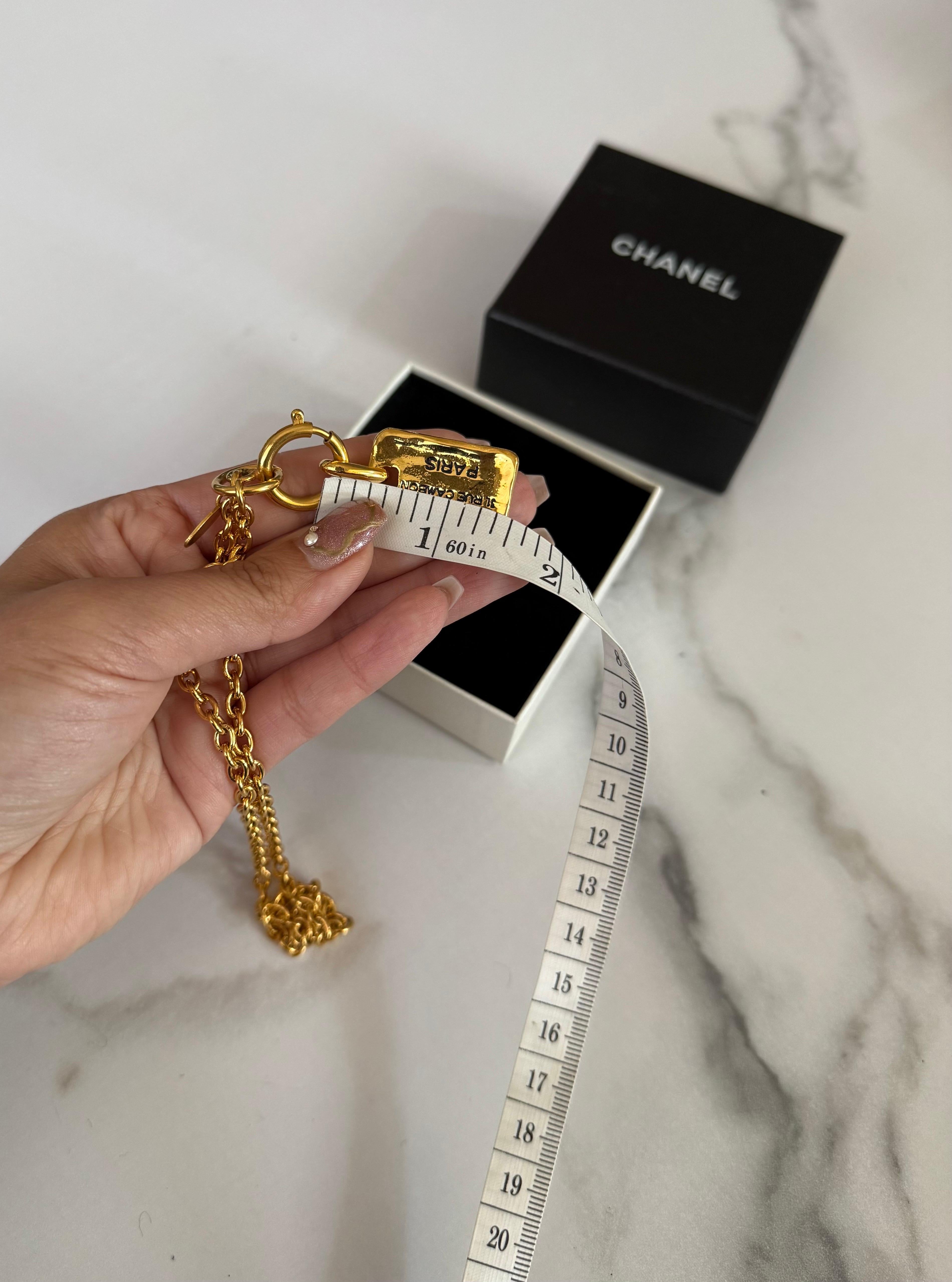 CHANEL Vintage Gold Dog Tag Rue Cambon Collar Necklace For Sale 3