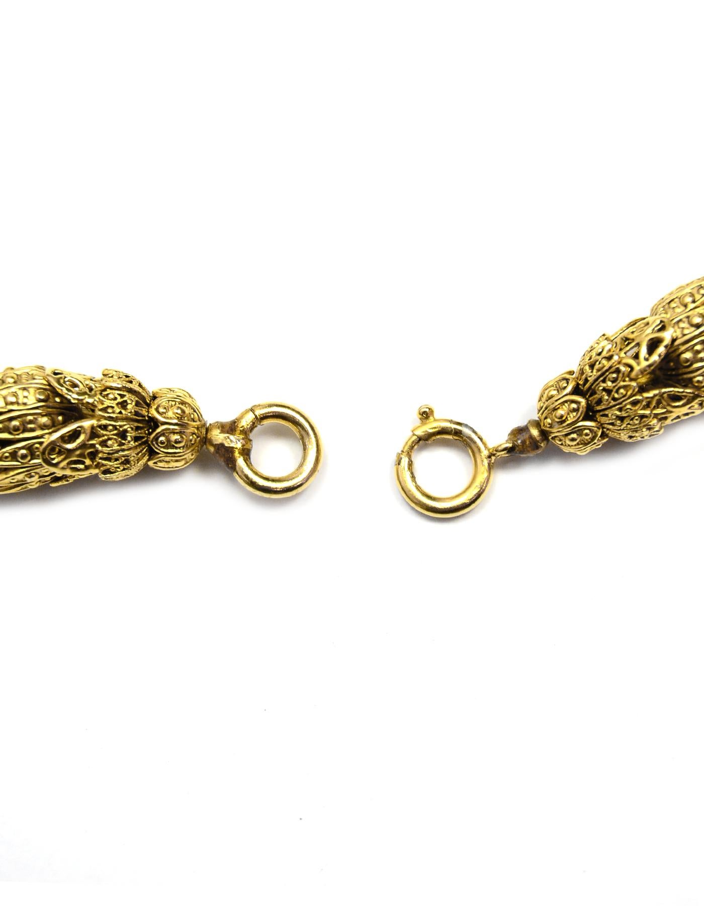 Women's Chanel Vintage Gold Filigree Necklace W/ Faux Pearl Cross 