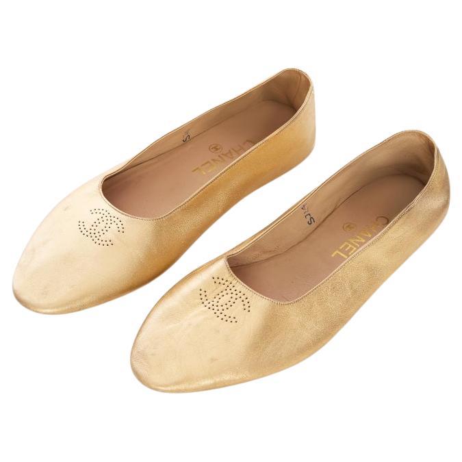Chanel Vintage Gold Flats