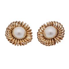 Boucles d'oreilles Chanel Vintage Or Grande Baroque Nacre Métallique