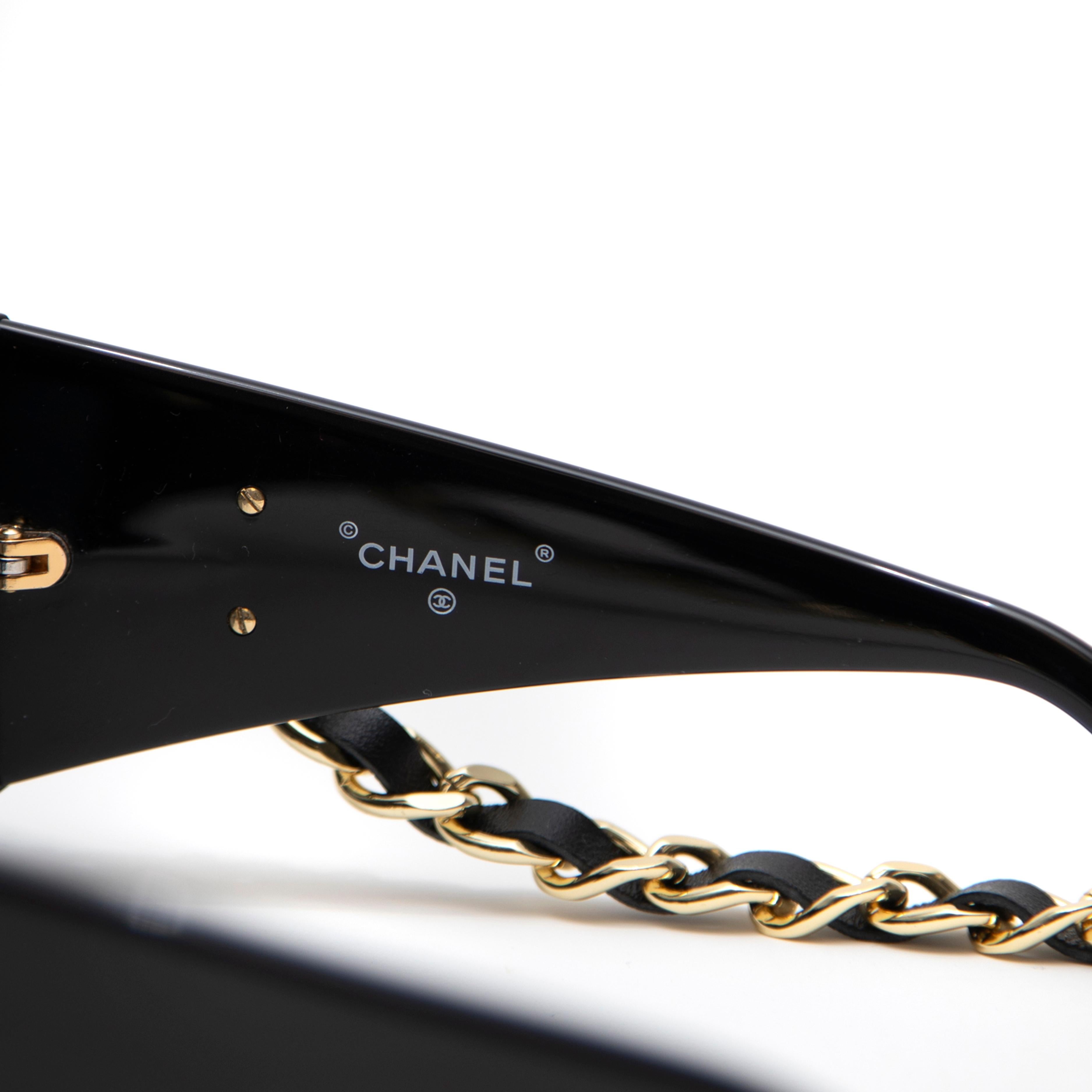 Chanel Vintage Gold Hardware Shield Sunglasses For Sale 2