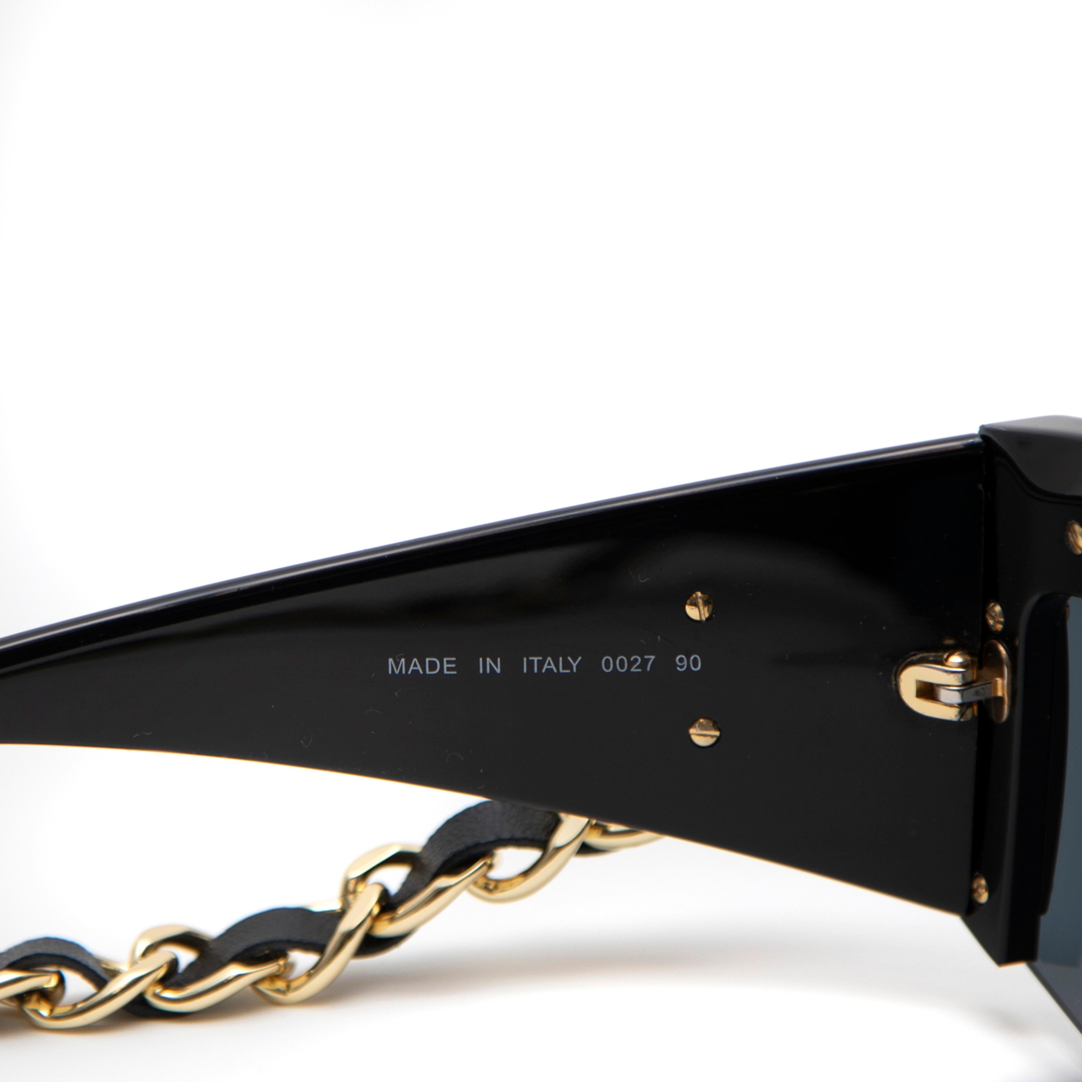 Chanel Vintage Gold Hardware Shield Sunglasses For Sale 3