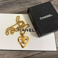 CHANEL Vintage Gold Heart CC Logo Pendant Necklace, 1995
