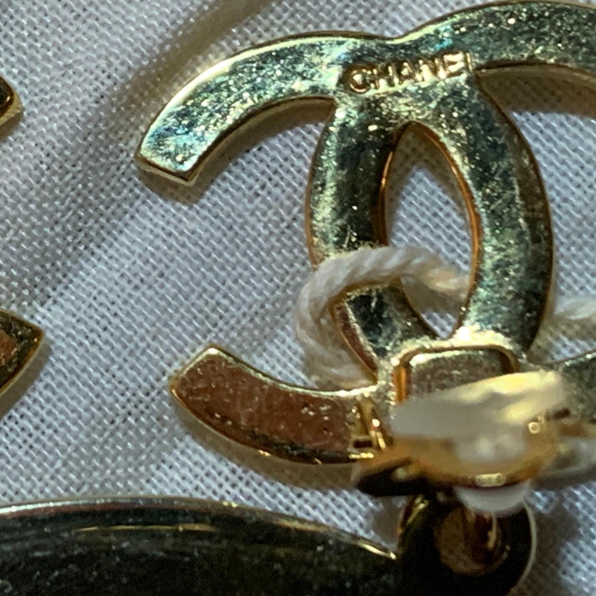 Chanel Vintage Gold Hoop CC Drop Earrings For Sale 4