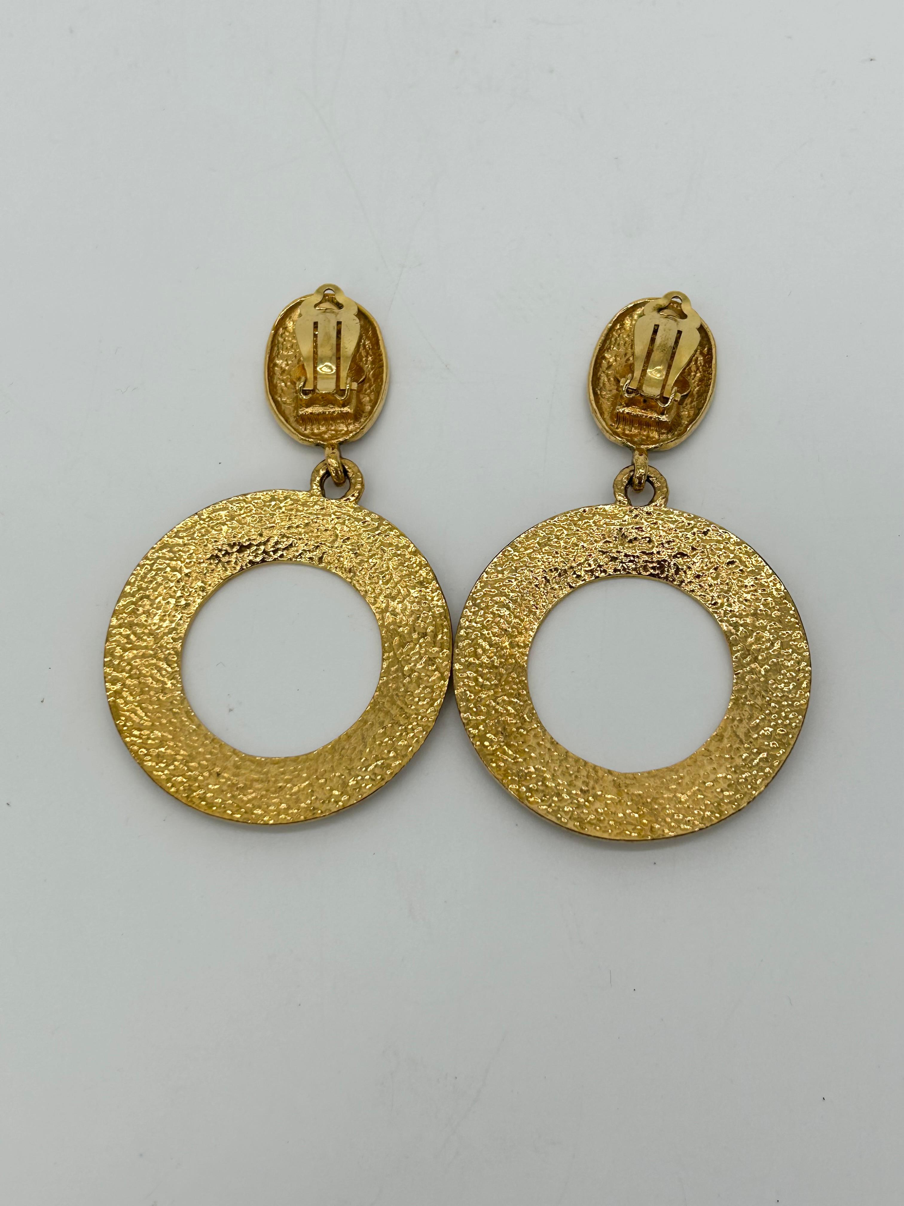 Women's Chanel Vintage Gold Hoop Earrings  For Sale