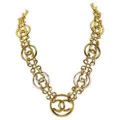 Chanel Vintage Gold Infinity CC Logo Statement Necklace, Circa 1993