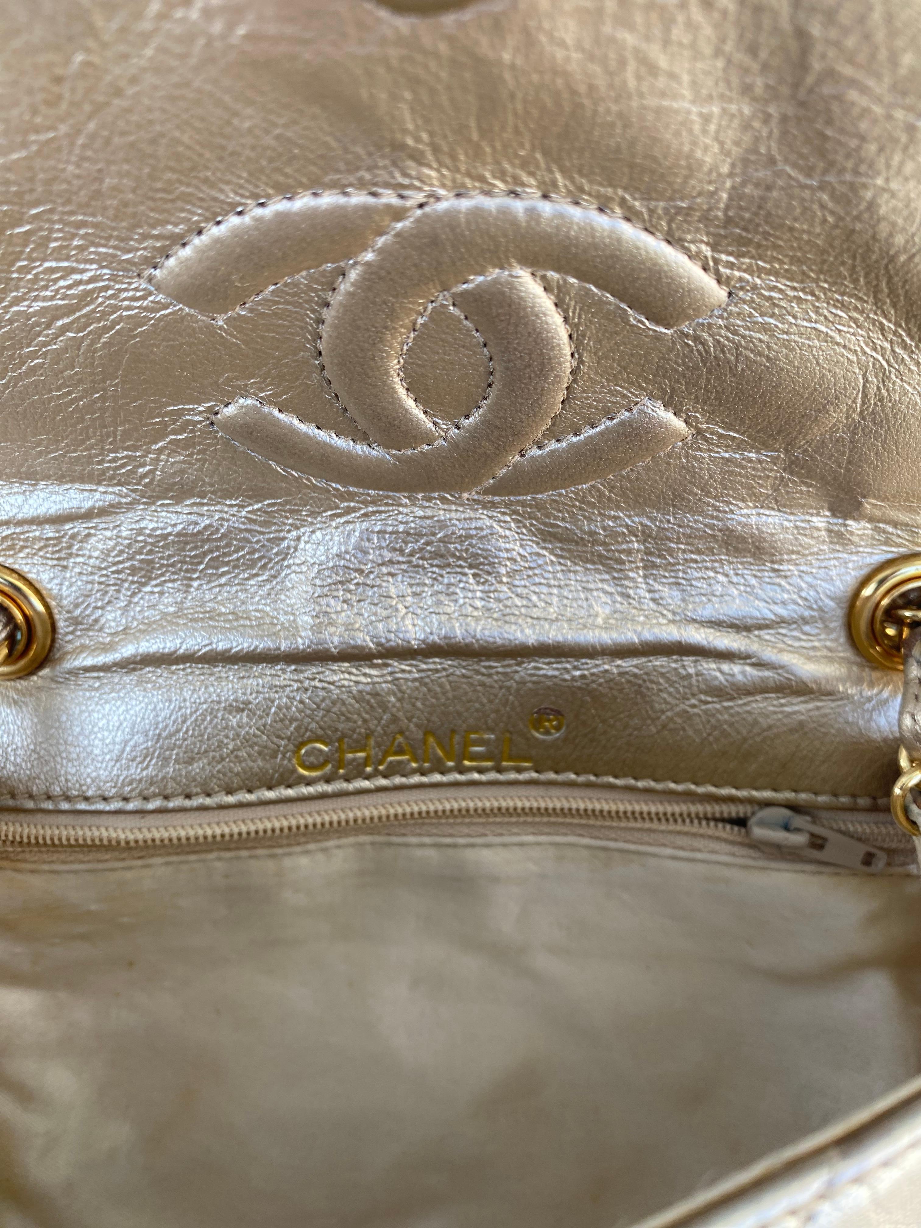 Chanel Vintage Mini Gold Camelia Lambskin Flap Crossbody Bag 10