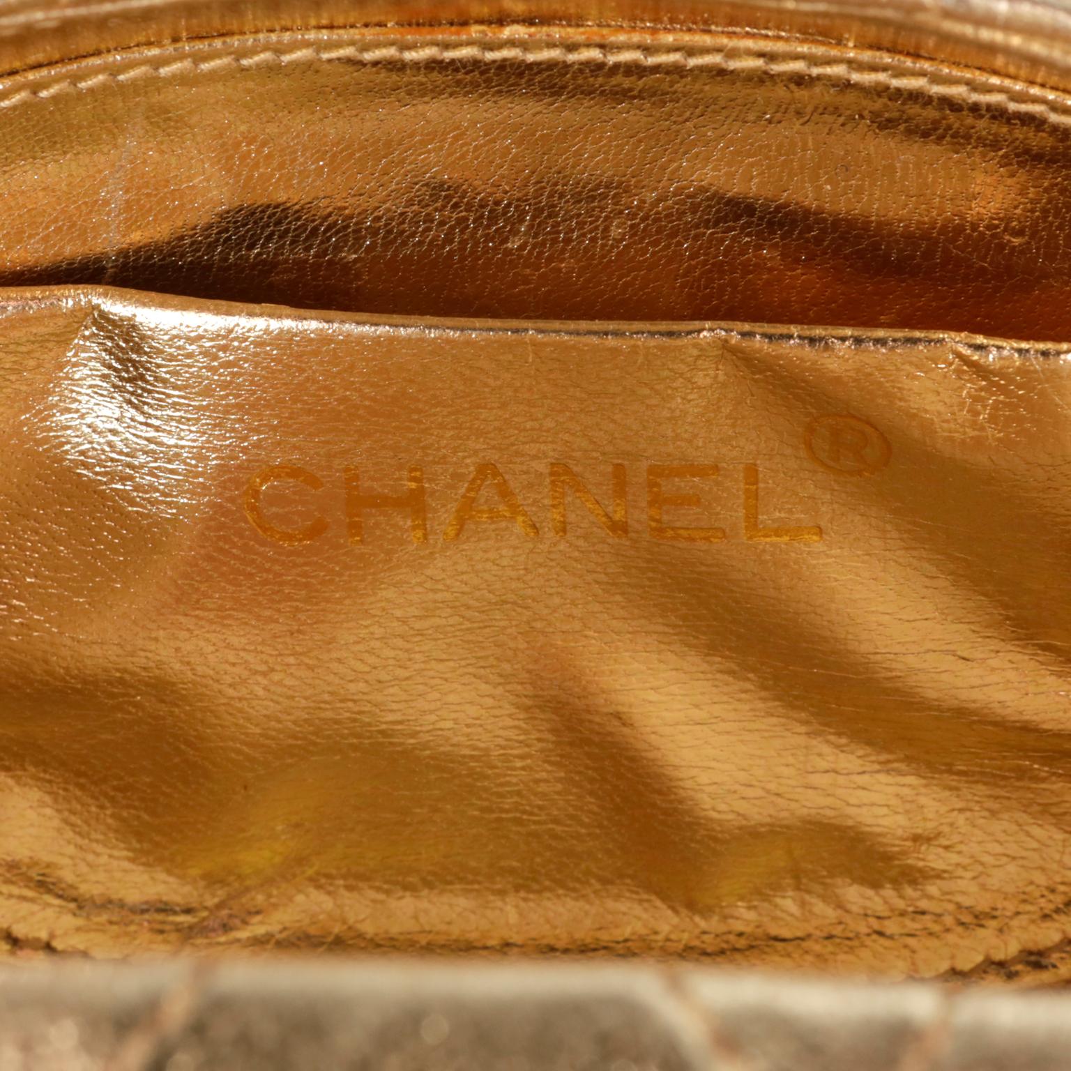 Chanel Vintage Gold Leather Oval Evening Clutch  3