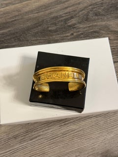 CHANEL Vintage Gold Letters Cuff Bracelet, 1996