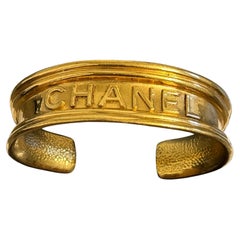CHANEL Vintage Gold Letters Cuff Bracelet, 1996