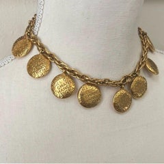 Chanel Vintage Gold Mademoiselle Charm Choker Necklace