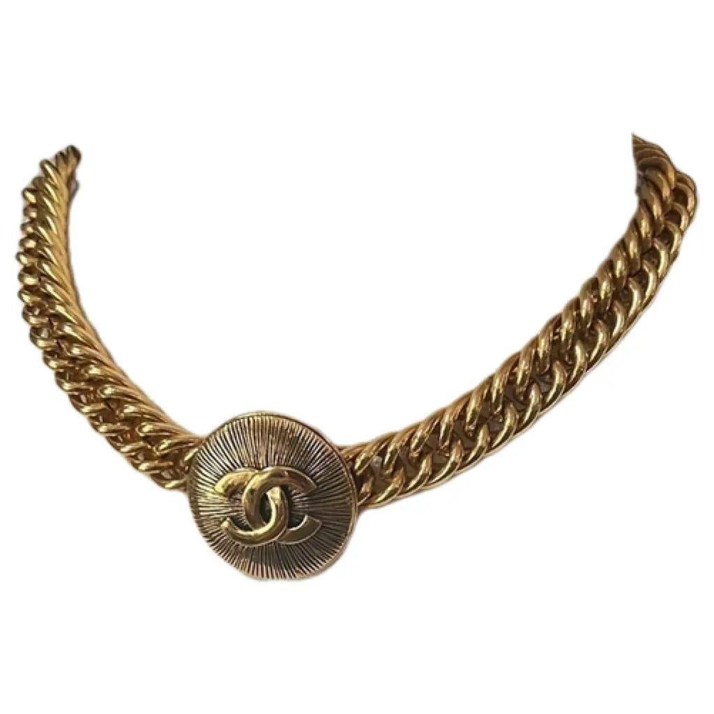 Chanel Vintage Gold Medallion Coin CC Collar Necklace For Sale 4