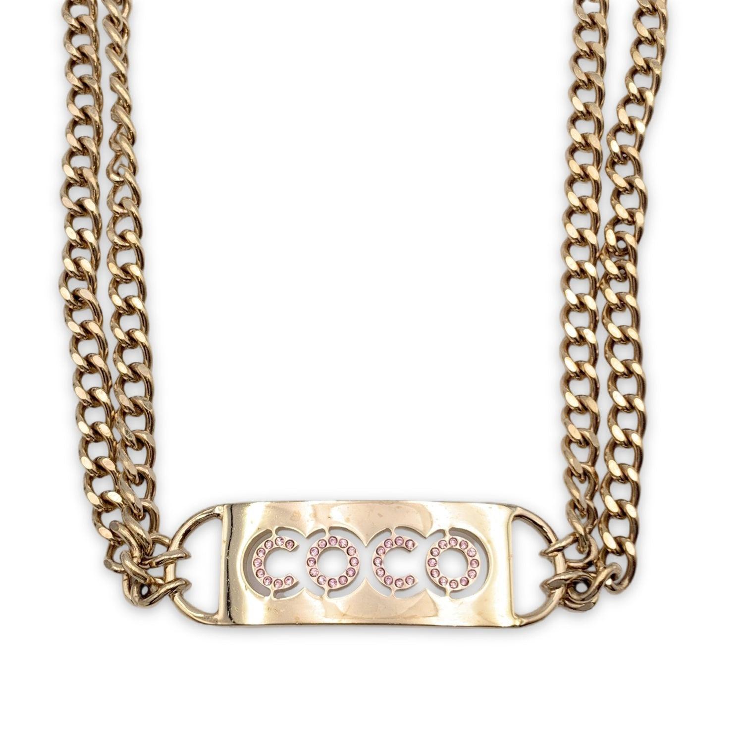 Chanel Vintage Gold Metal Chain Coco Crystals Belt or Necklace In Excellent Condition In Rome, Rome