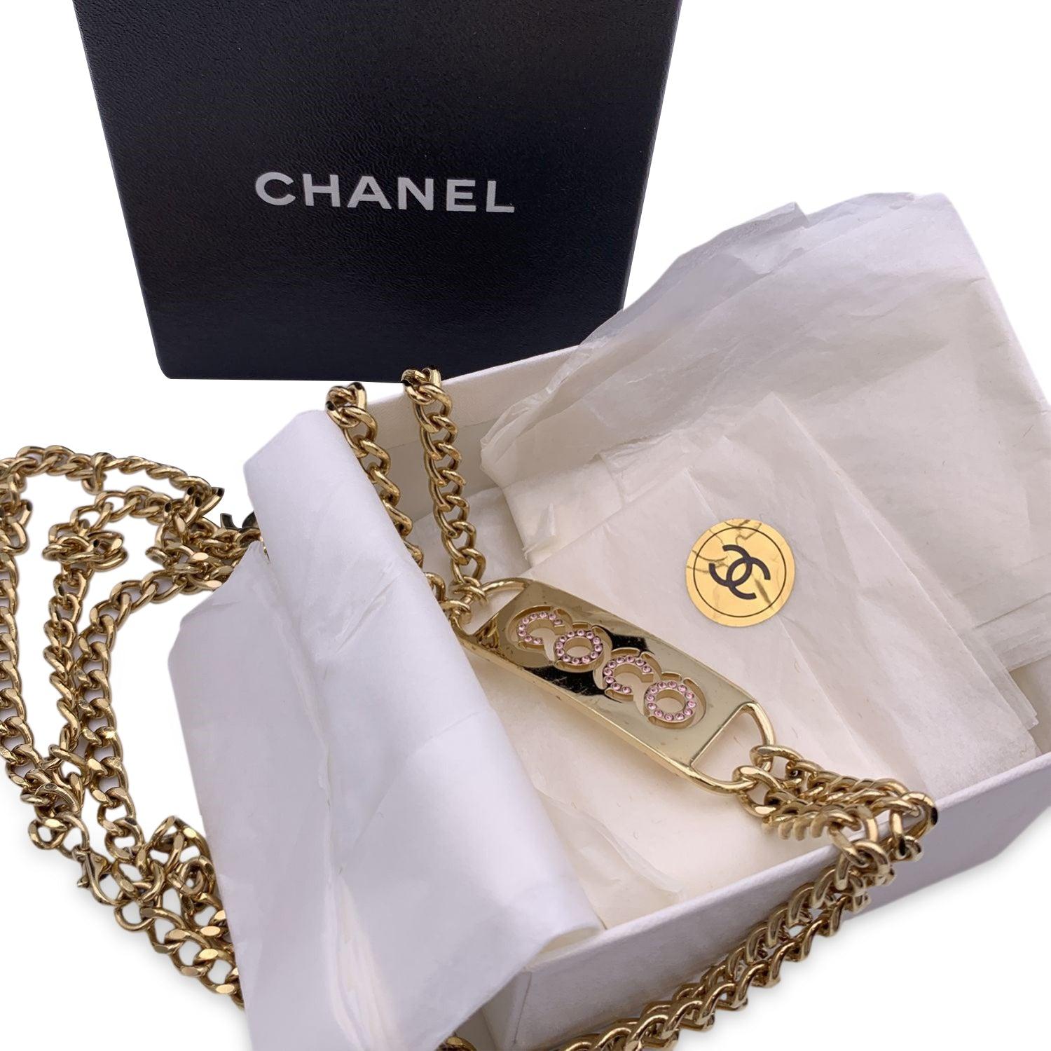 Chanel Vintage Gold Metal Chain Coco Crystals Belt or Necklace 3