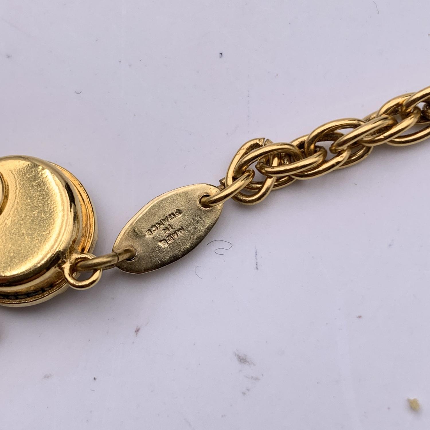 Chanel Vintage Gold Metal Chain Long Necklace with Baroque Pearls 1
