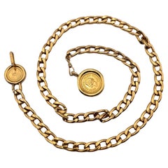 Chanel Vintage Gold Metal Chain Necklace or Belt CC Medallion