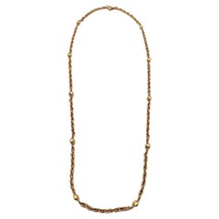 Chanel Vintage Gold Metal Chain Necklace with Metal Ball Beads 1980s
