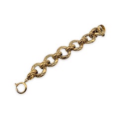 Chanel Vintage Gold Metal Crystals Chain Ring Link Bracelet
