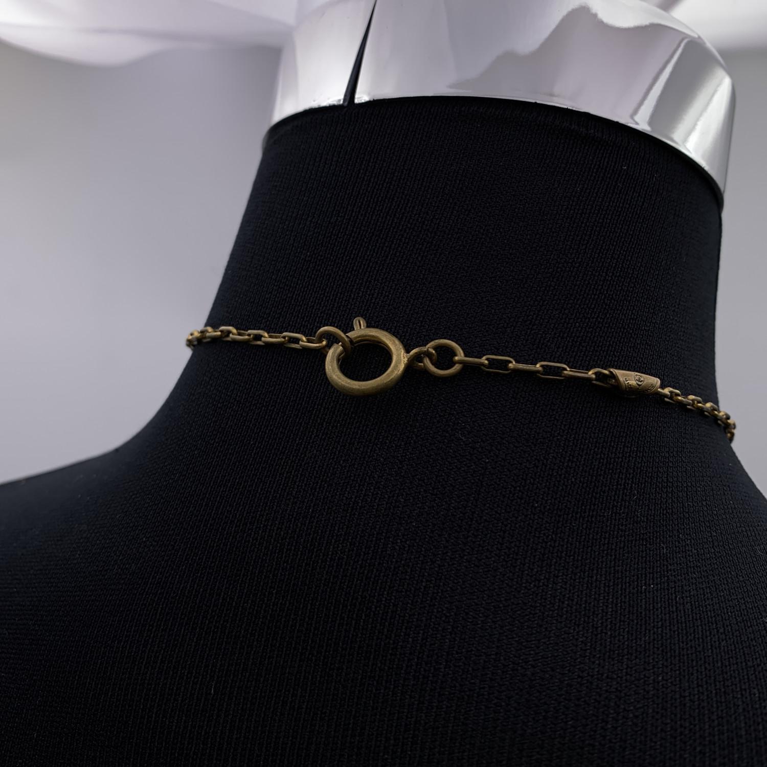 Women's Chanel Vintage Gold Metal Logo Round Logo Pendant Chain Necklace