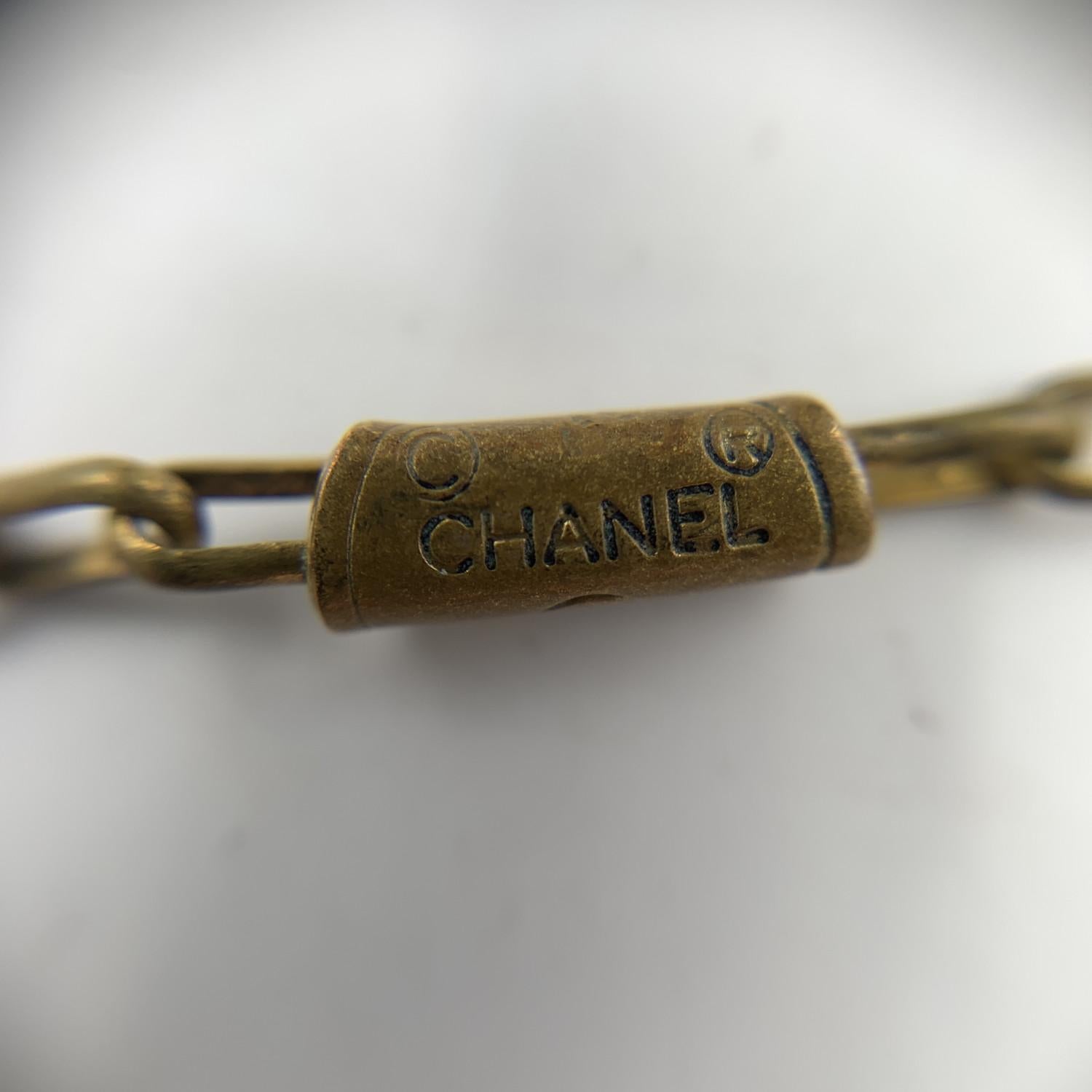 Chanel Vintage Gold Metal Logo Round Logo Pendant Chain Necklace 1