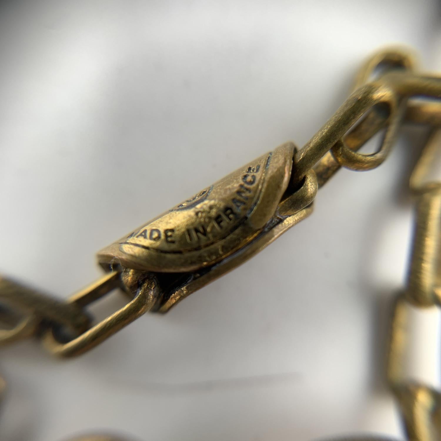 Chanel Vintage Gold Metal Logo Round Logo Pendant Chain Necklace 2
