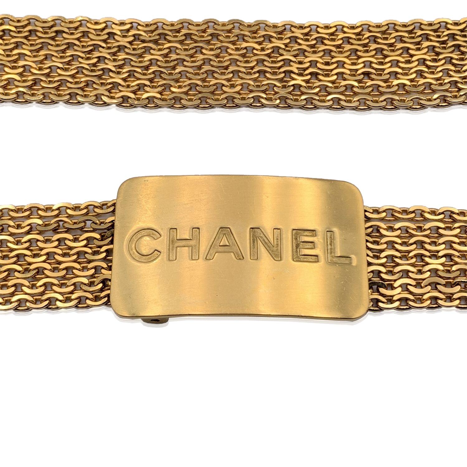 Women's Chanel Vintage Gold Metal Multi Chain Belt Logo Plate