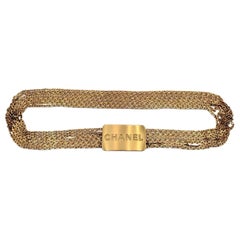 Chanel Vintage Gold Metall Mehrstrang Kette Gürtel Logo Platte