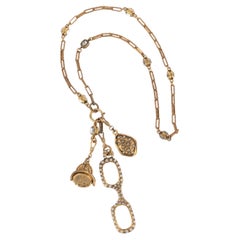 Chanel Vintage Gold Metall Halskette mit Swarovski Charms, 1980-90er Jahre