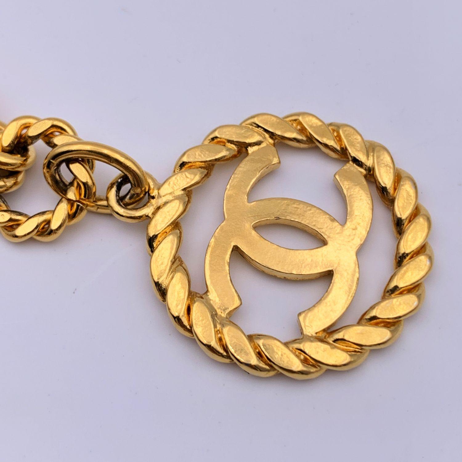 Women's Chanel Vintage Gold Metal Ring Chain Belt with CC Pendant