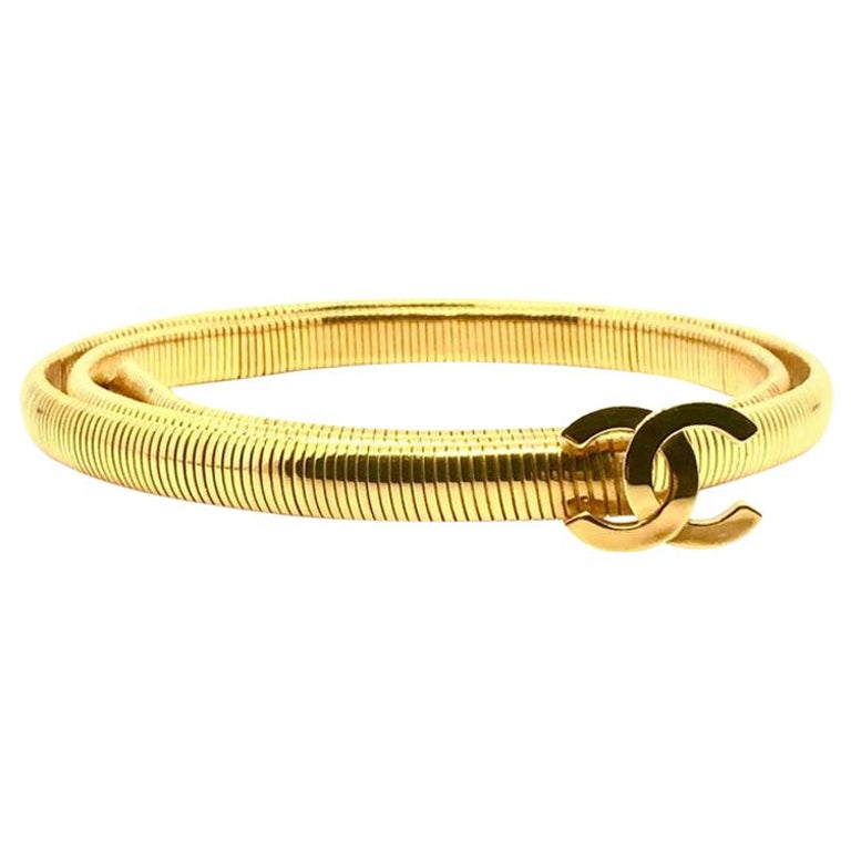 CHANEL Vintage Gold Metal Snake Belt