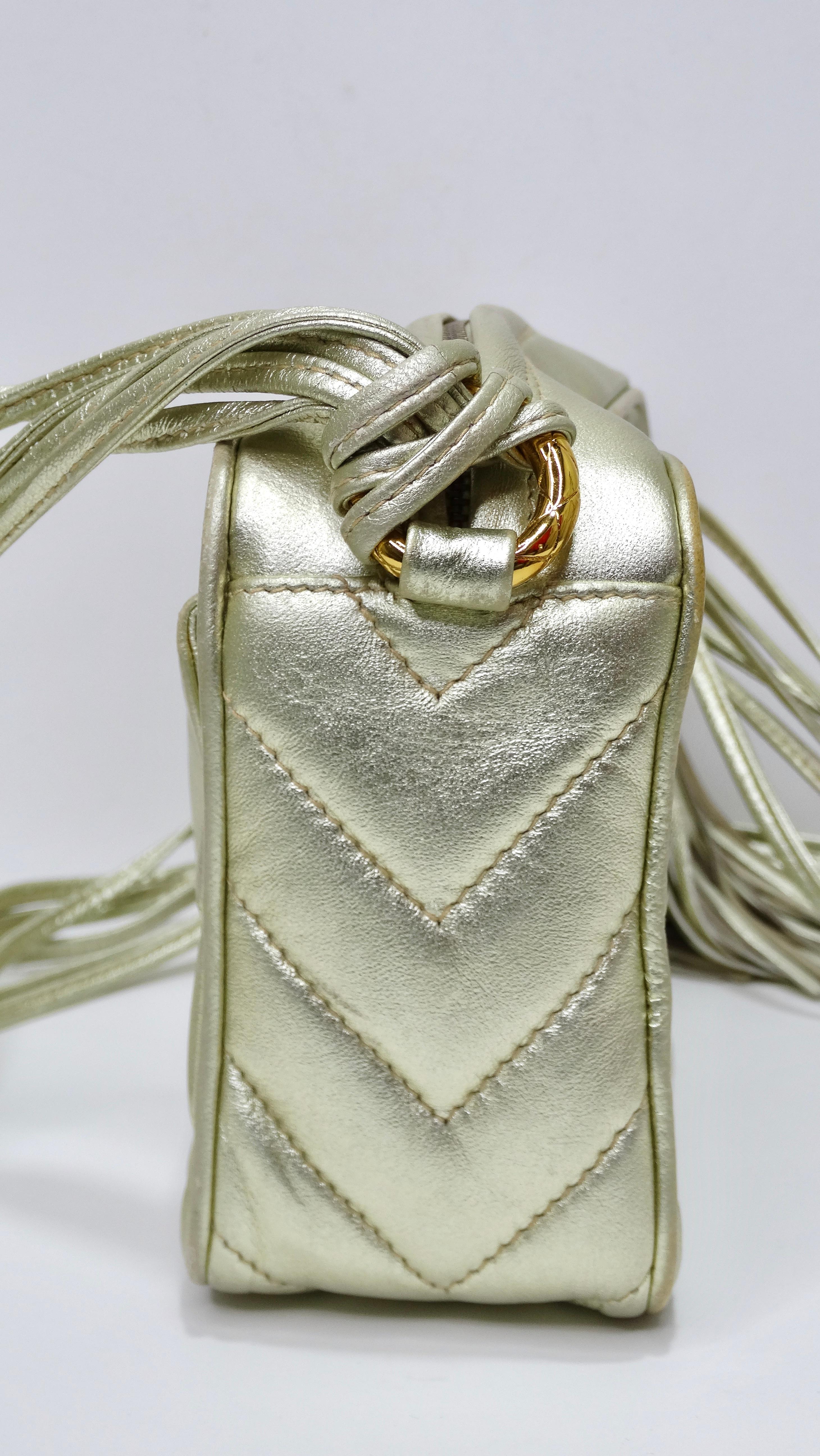 Chanel Vintage Gold Metallic CC Tassel Crossbody Bag For Sale 7