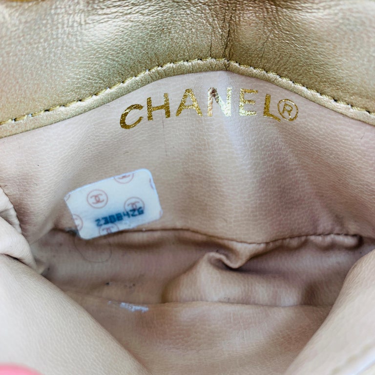 CHANEL Vintage Gold Metallic Leather Quilted Mini Purse Charm Pouch at ...