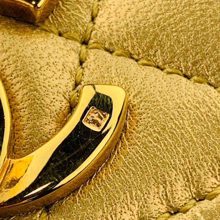 CHANEL Vintage Gold Metallic Leather Quilted Mini Purse Charm Pouch at ...