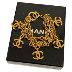 Chanel Vintage Gold Multi Strand CC Charm Bracelet