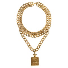 Chanel Vintage Gold Perfume Bottle Choker Necklace