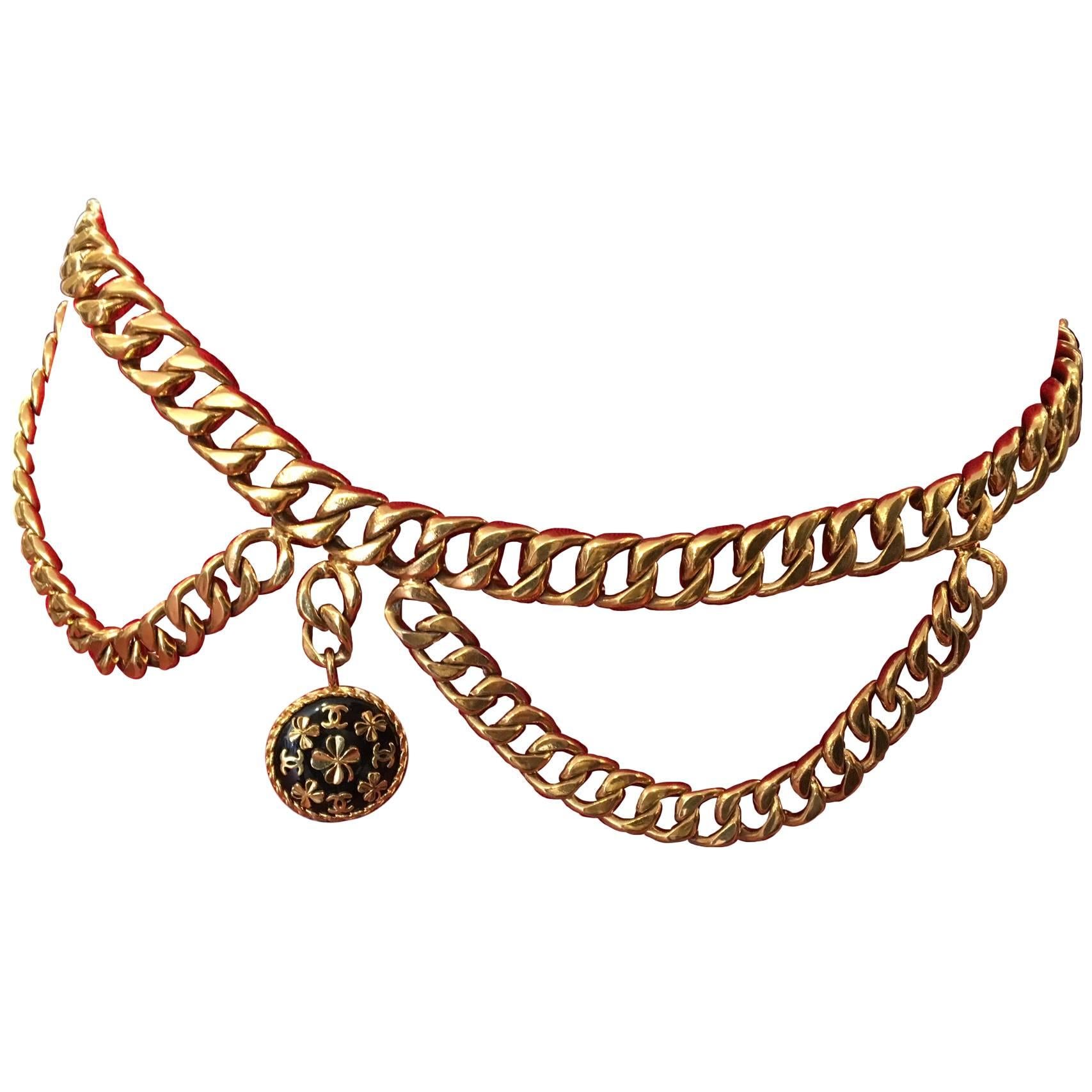 Chanel Vintage Gold Plated Belt with Charm
