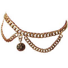 Chanel Vintage Gold Plated Belt with Charm Chanel Vintage Gold Plated Belt with Charm