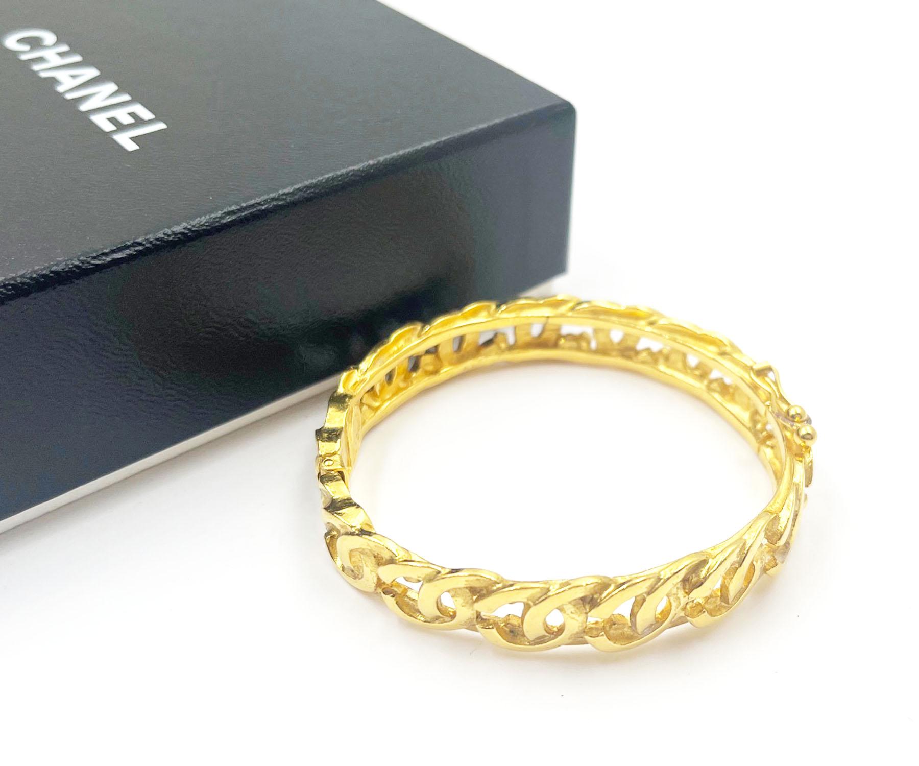 Artisan Chanel Vintage Gold Plated CC Bangle Bracelet   