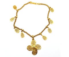 Chanel Vintage Gold Plated CC Filigree Paisley Necklace