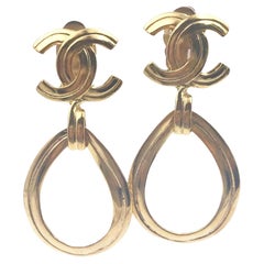 Chanel Retro Gold Plated CC Open Heart Clip on Earrings