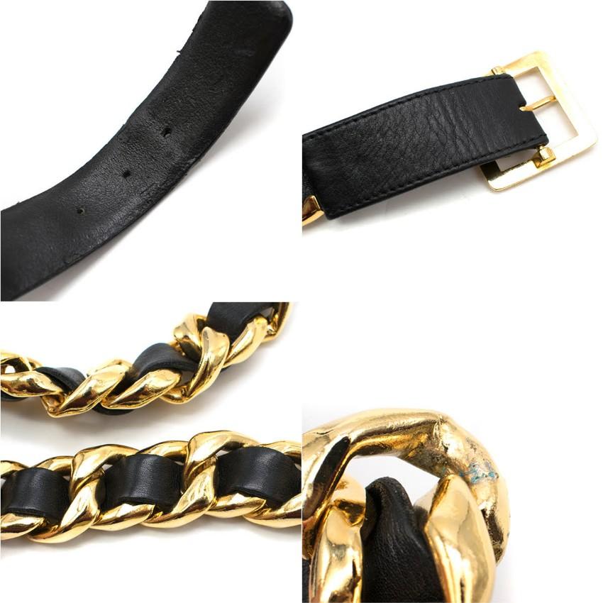 Women's Chanel vintage gold-plated chain & leather belt