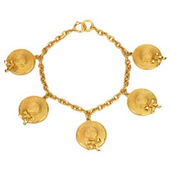 Chanel Vintage Gold Plated Chain Necklace with Iconic Sun Hat