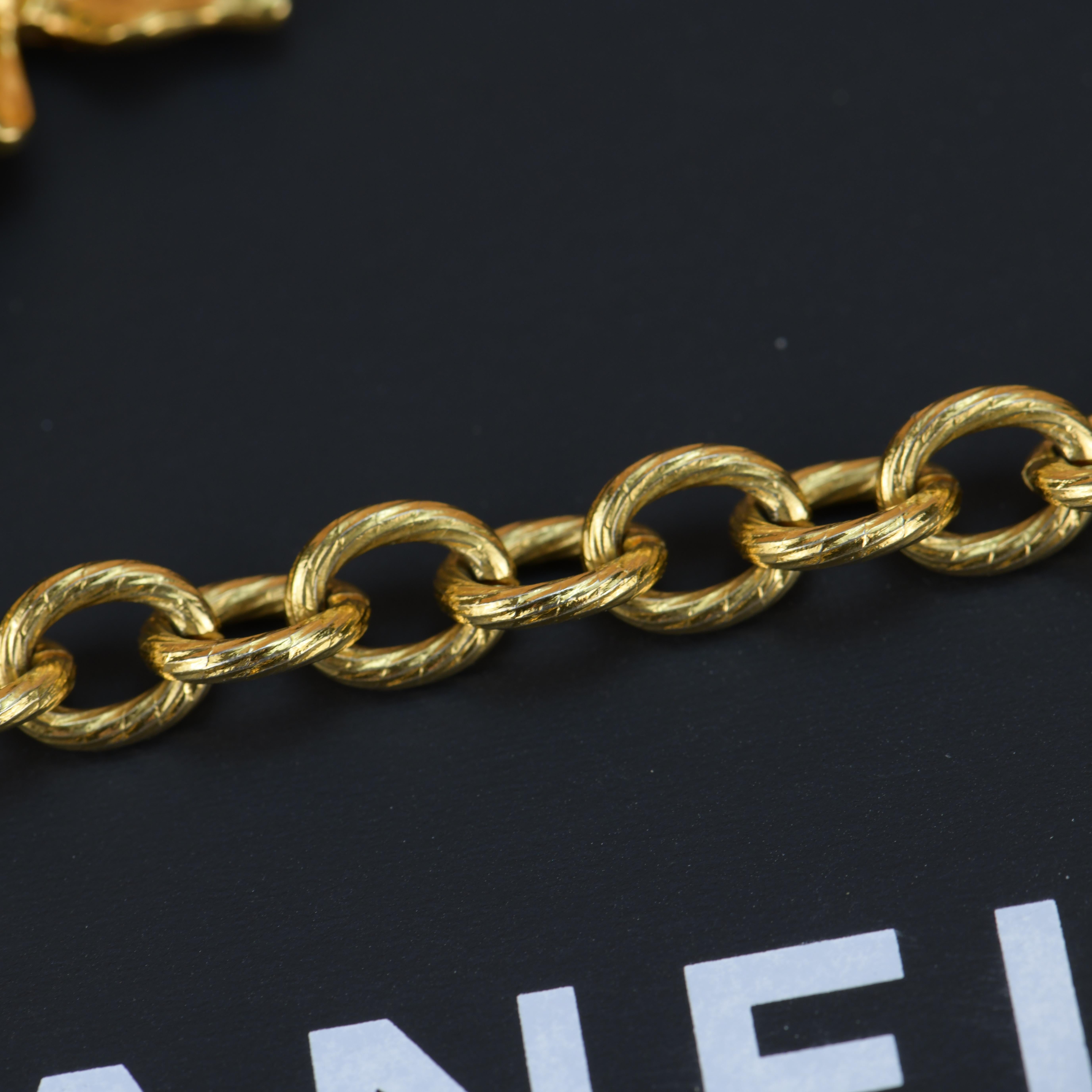 Chanel Vintage Gold Plated Chain Necklace with Six Iconic Charms For Sale 7