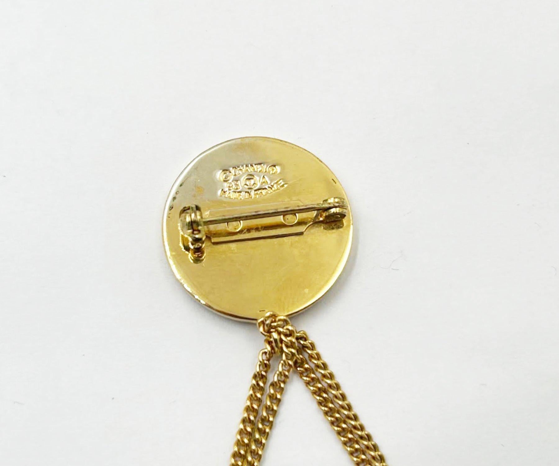 Women's Chanel Vintage Gold Plated Coin Handbag Brooch For Sale