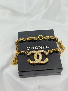 Chanel Vintage Gold Plated Crystal CC Collar Necklace, Circa 1980s